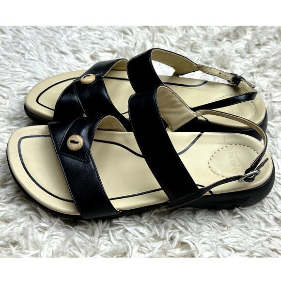 Dansko 'Didi' Dual Strap Slingback Sandals Black Leather Women Size EU 37 (US 7) - Picture 5 of 9